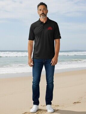 Stella Artois Antigua Black Polo Shirt Men Short Sleeve Embroidered Logo Sz XL
